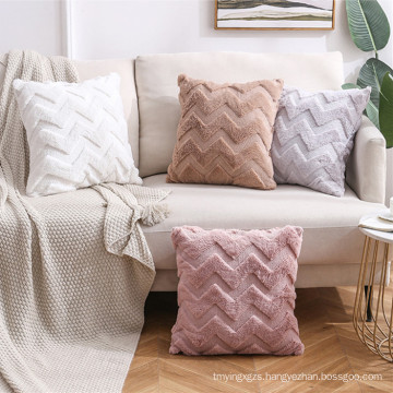 PV Plush Pillow Cases Double-Sided Soft Throw Pillow Cover Solid Square Decorative Pillow Cushion Cover